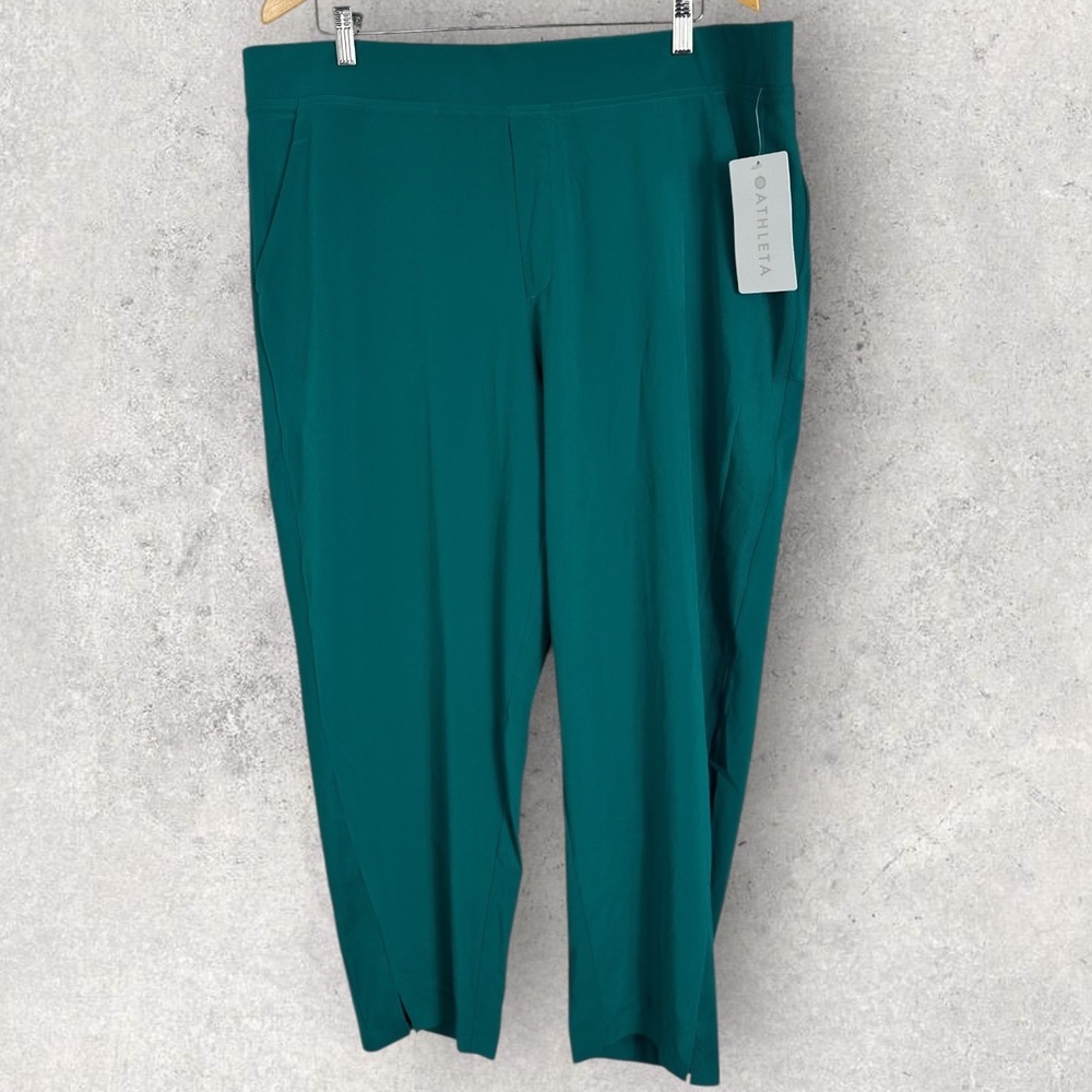 Athleta Brooklyn Ankle Pant Green Womens Size 20 Athletic Active NEW Sweat Wick